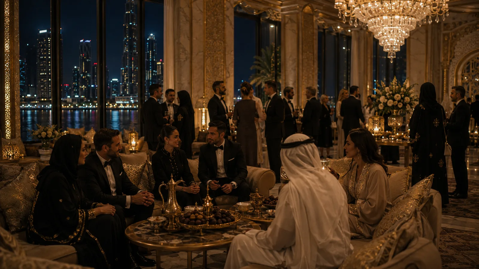 Abu Dhabi skyline at dusk